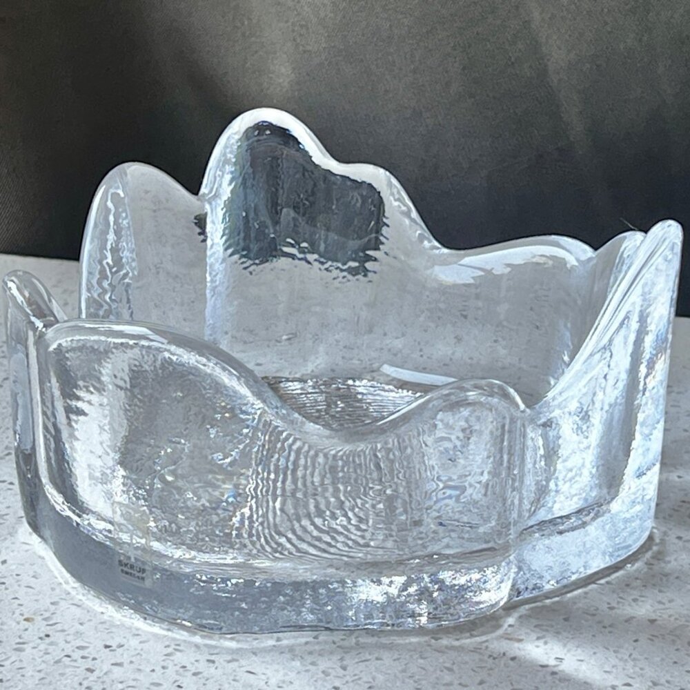 Skruf Crystal Bengt Edenfalk Tree Trunk Trinket Dish MCM Woodstock Coll. Sweden